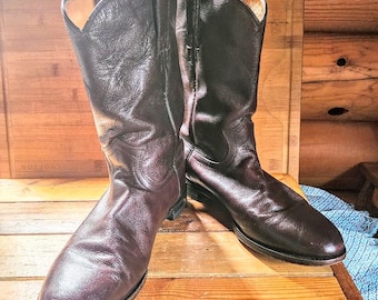 Vintage Justin Brown Leather Western Cowboy Boots - Size 10 1/2 C