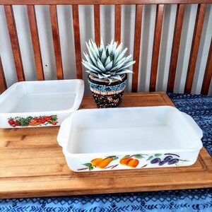Vintage Two Piece Milk Glass Bakeware Anchor Hocking Fire King Gay Fad 1.5 Qt #410 and Glasbake Vegetable Medley J2428