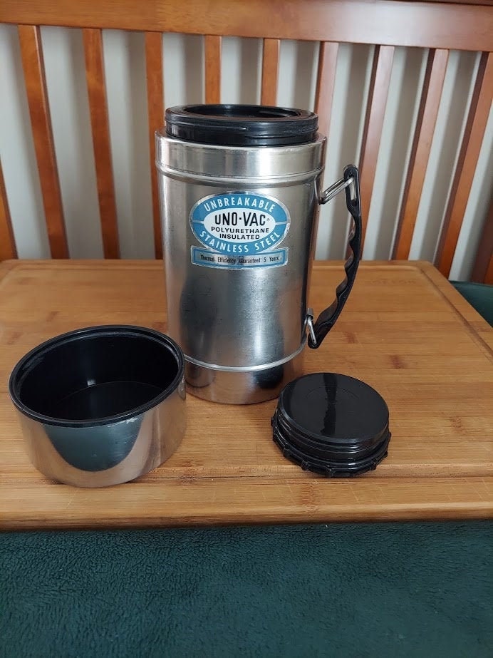 Vintage Uno-vac Wide Mouth Thermos Polyurethane Stainless Steel
