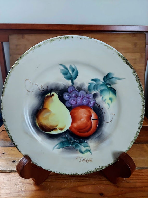 装飾 飾り皿 壁掛け 大皿 有名ブランド ITALY  No１５３ VINTAGE Pottery Hand Painted Plate Vintage NORLEANS Hand Painted Fruit Pattern Ceramic Plate Made in