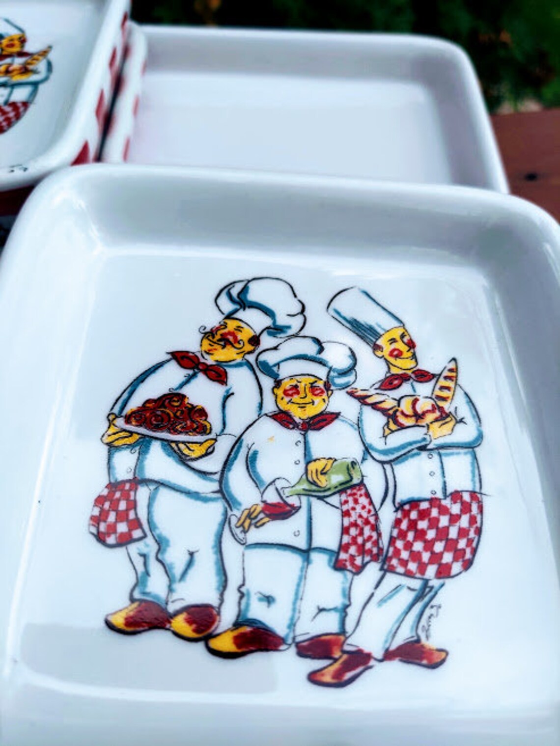 Vintage GODINGER & Co Happy Chef Ceramic Appetizer Plates Set Etsy