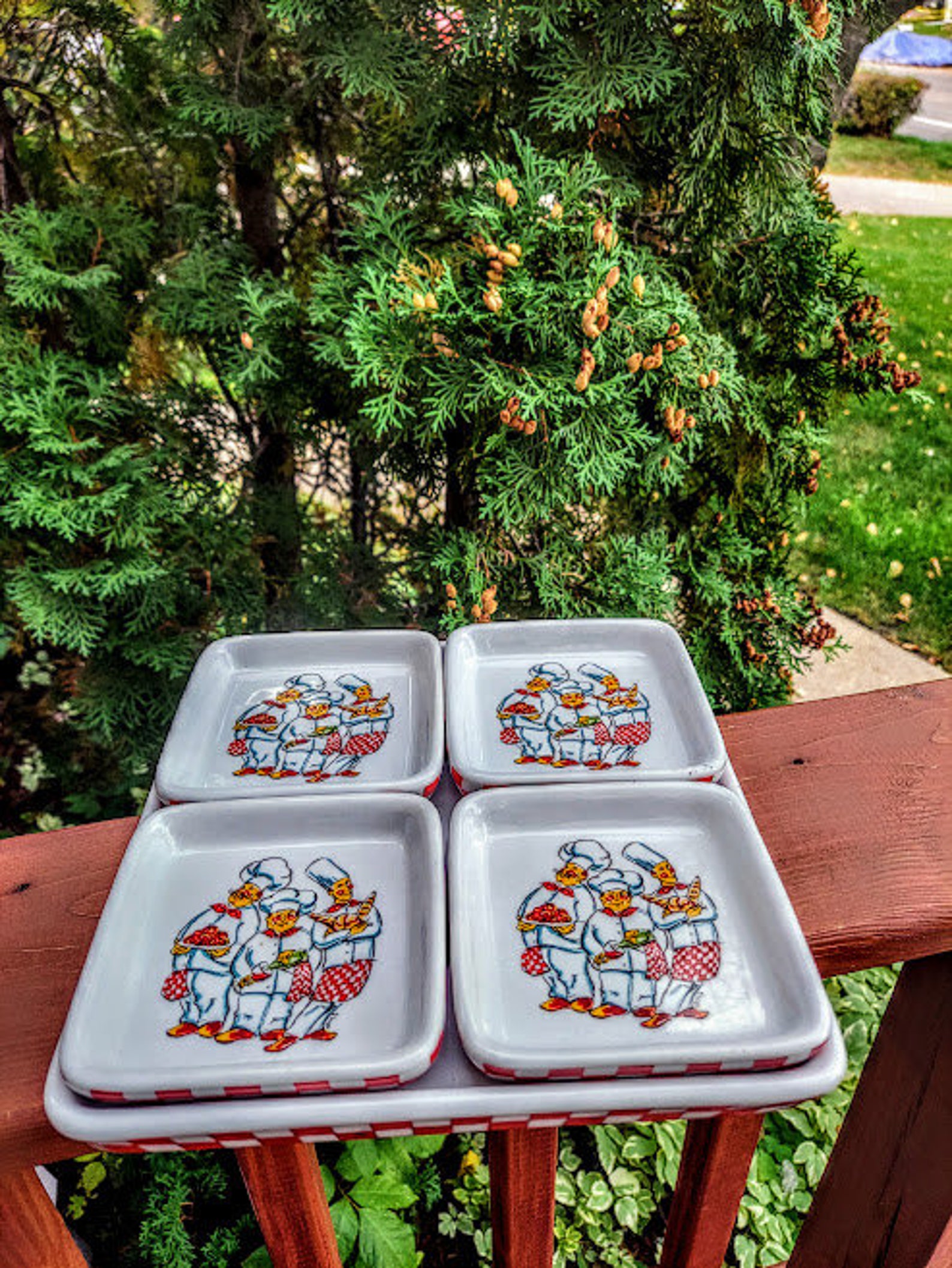 Vintage GODINGER & Co Happy Chef Ceramic Appetizer Plates Set Etsy