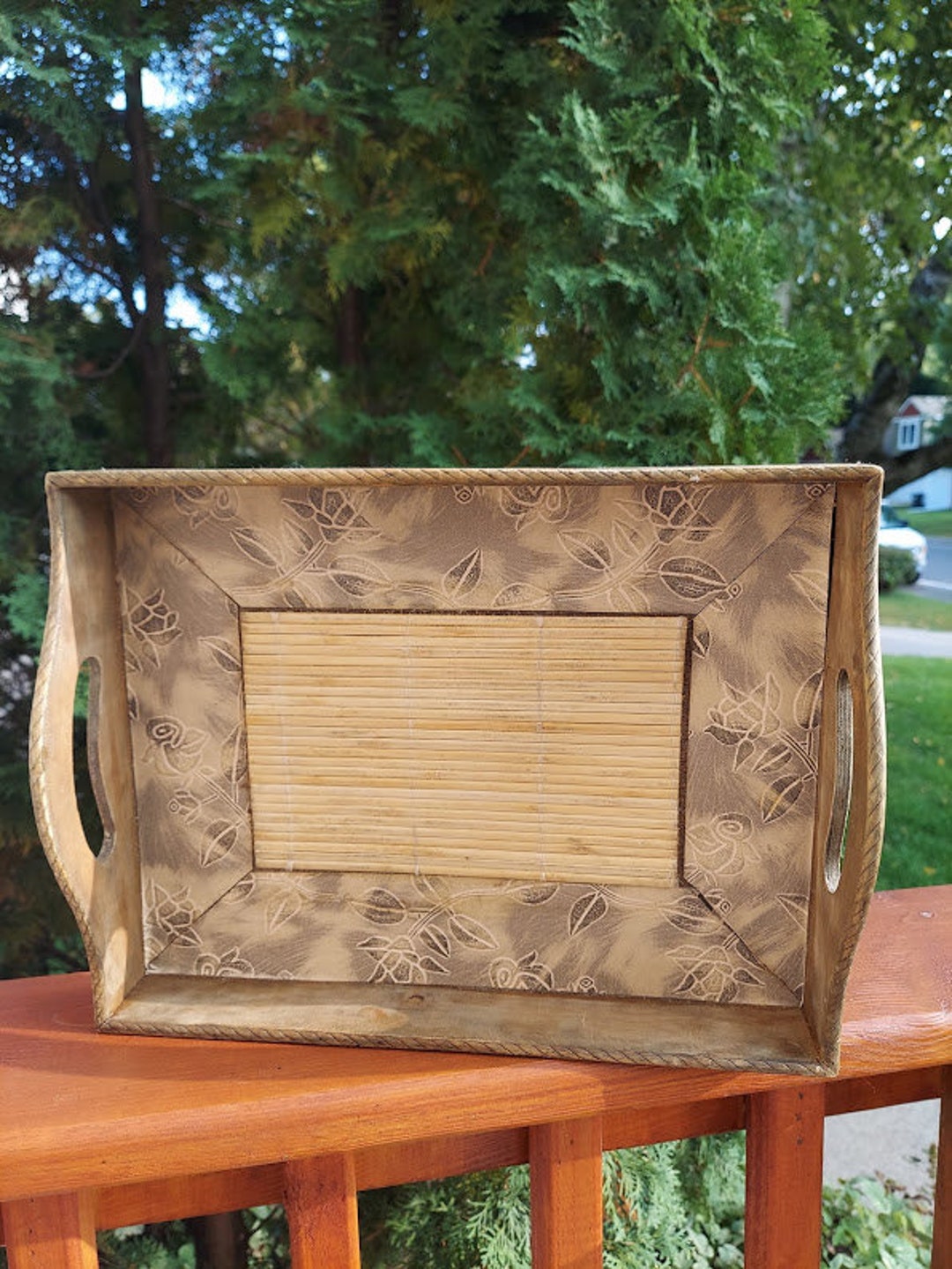 Vintage Rustic Breakfast Tray With Handles Rustic Breakfast Etsy