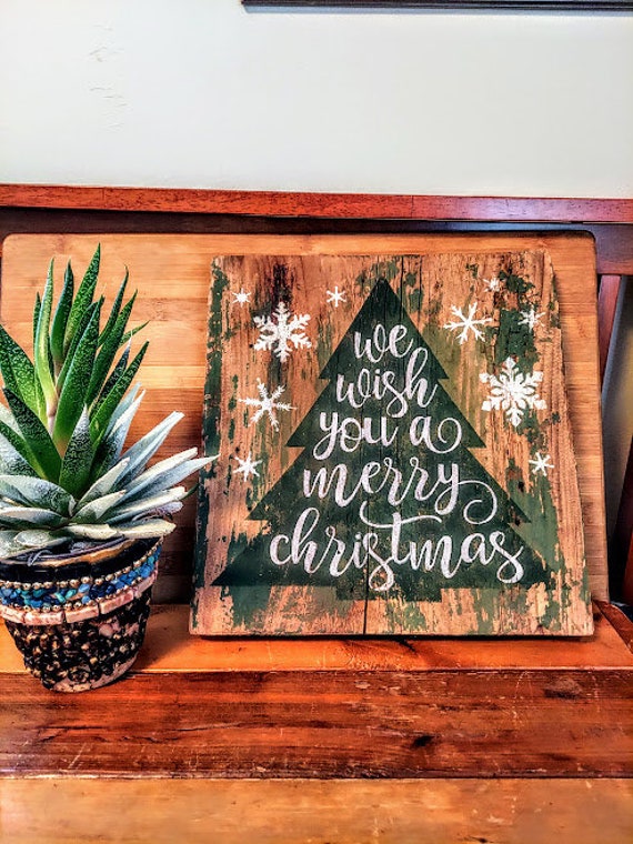 Vintage Rustic Wood Christmas Wall Hanging We Wish You A Etsy