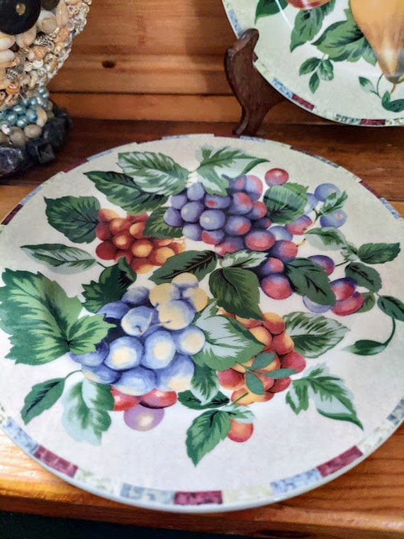 Vintage SAKURA Oneida Fruit Pattern Set of Two Dessert Plates