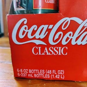 Vintage 1995 Christmas COCA COLA CLASSIC Original Carton and Bottles Six Pack Retro Coca Cola Collectibles image 3