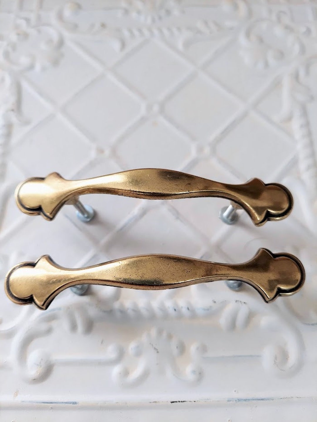 Vintage 24 Brass AMEROCK 3905 Pulls Made in USA Retro Etsy