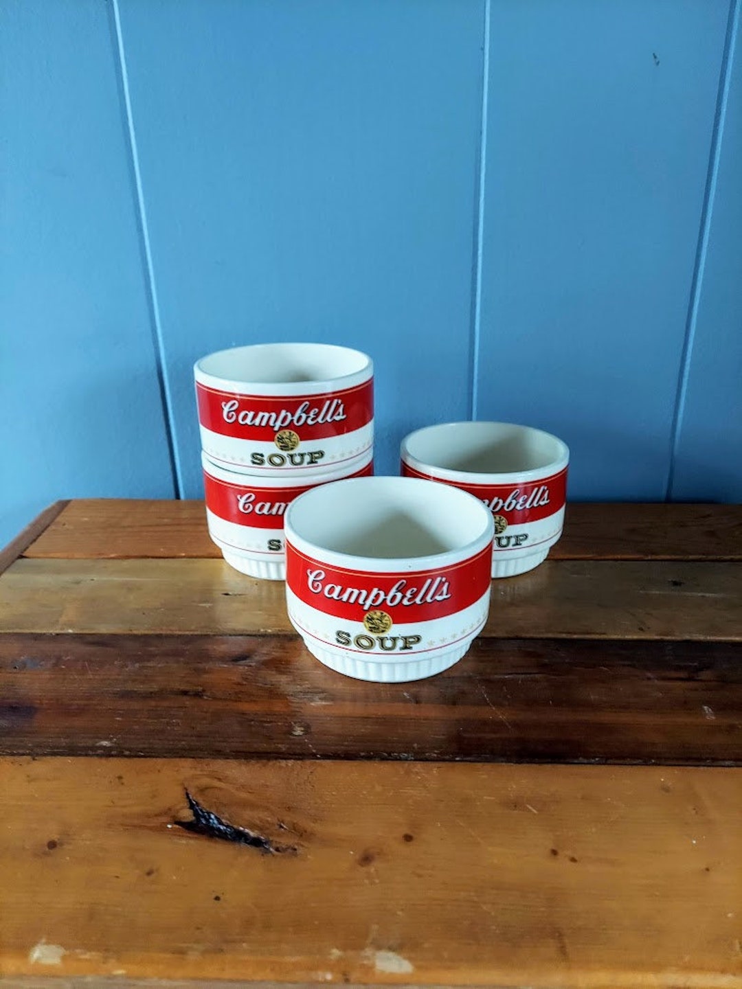 Vintage Set of Four Campbell's Stackable Soup Cups, 1960's, Original