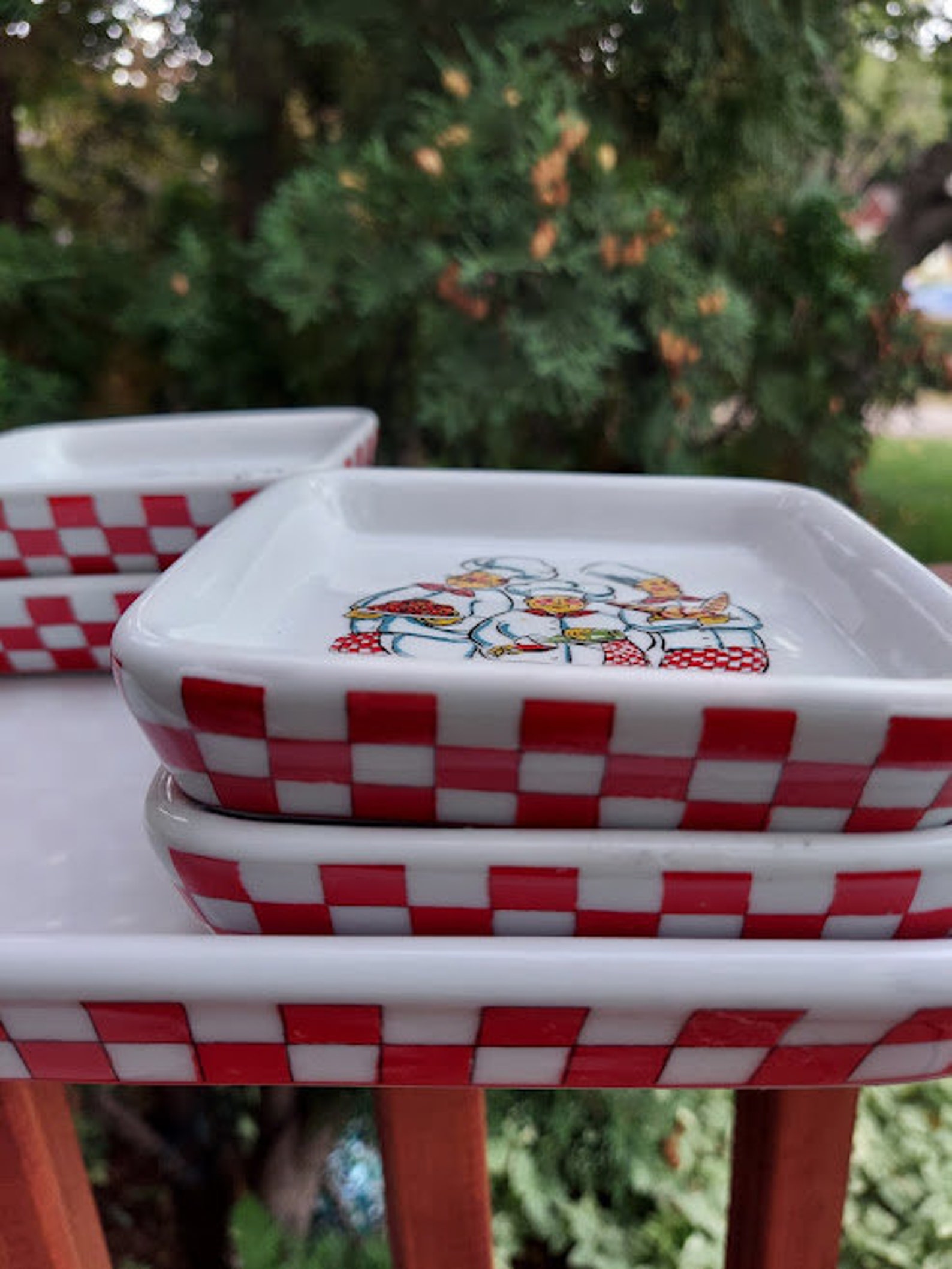 Vintage GODINGER & Co Happy Chef Ceramic Appetizer Plates Set Etsy