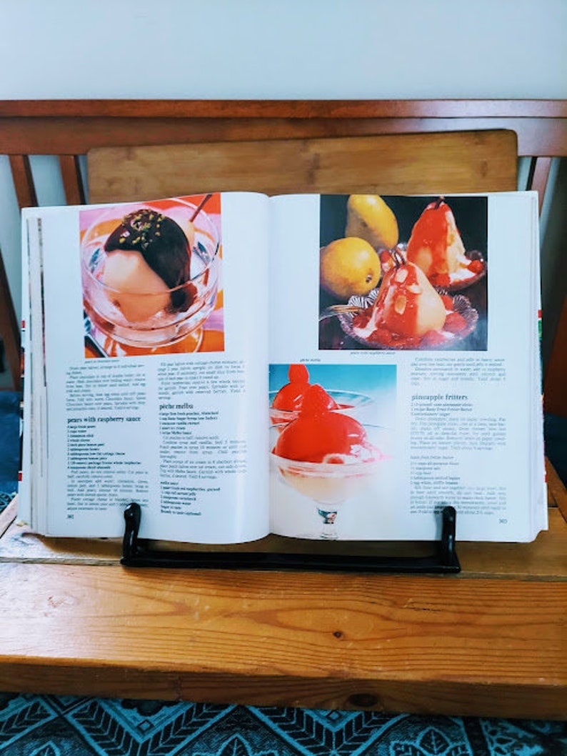 Vintage Heavy Black Cast Iron Cookbook Stand With a Retro 1982 Etsy