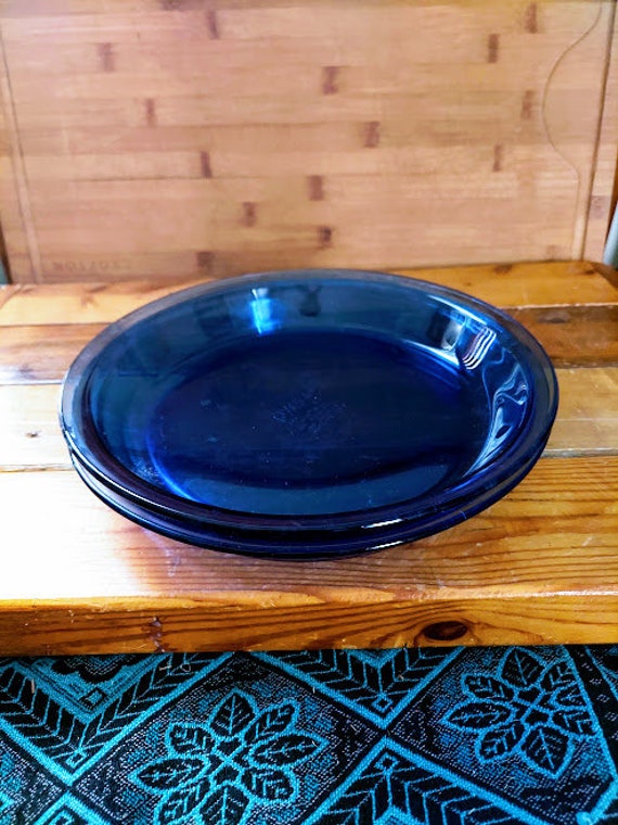 Food & Fermenting Pie Pans & Plates Vintage Cobalt Blue Glass Pie