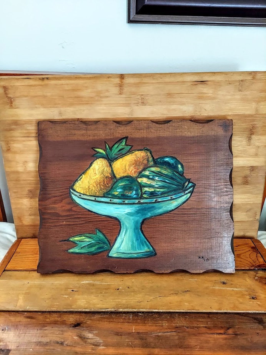 Vintage Hand Painted Wood Fruit Wall Hanging Retro Farmhouse Country ...