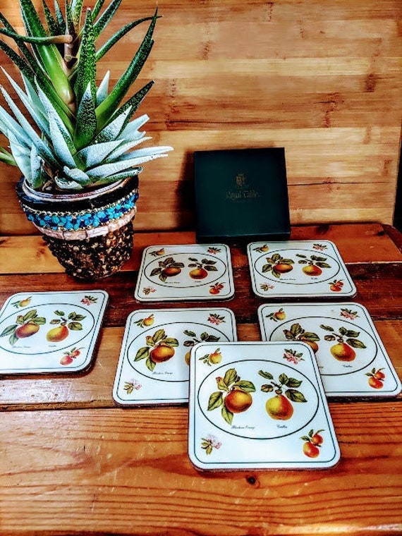 MY VINTAGE FINDS Wooden Coasters Set of Six Rustic Farmhouse Wood Coasters  