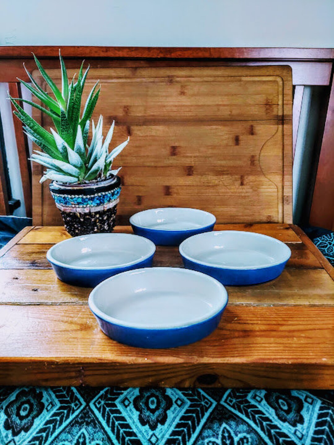 Vintage Four HALL Oval Ceramic Baking Dishes Made in USA Pottery