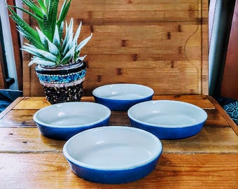 Vintage Four HALL Oval Ceramic Baking Dishes Made in USA Pottery Bakeware Retro Farmhouse Kitchen Decor