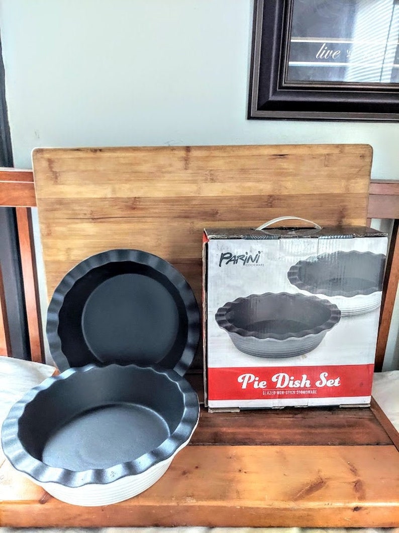 Stoneware Pie Dish Set PARINI COOKWARE Non Stick Glazed Pie Etsy