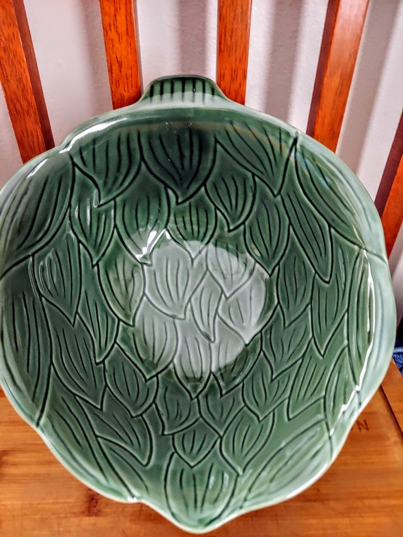Vintage Beautiful Ceramic Green Leaf Shaped Bowl Thirstystone Etsy