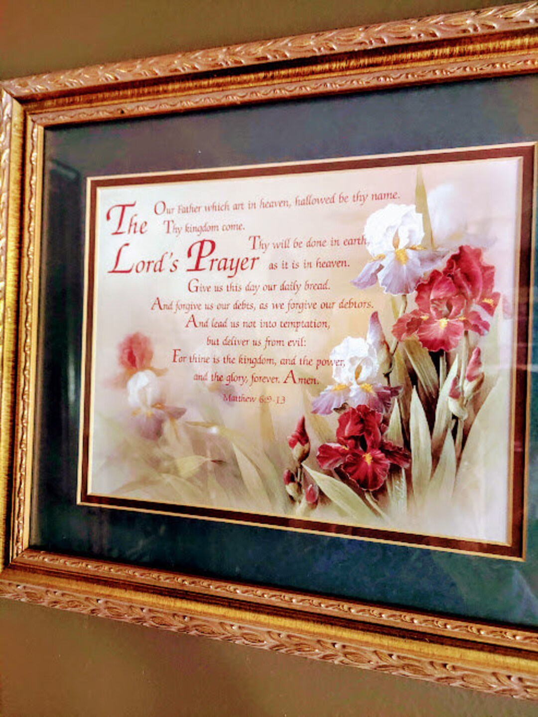 Vintage THE LORDS PRAYER Framed and Matted Wall Hanging 15 X 13 Retro ...