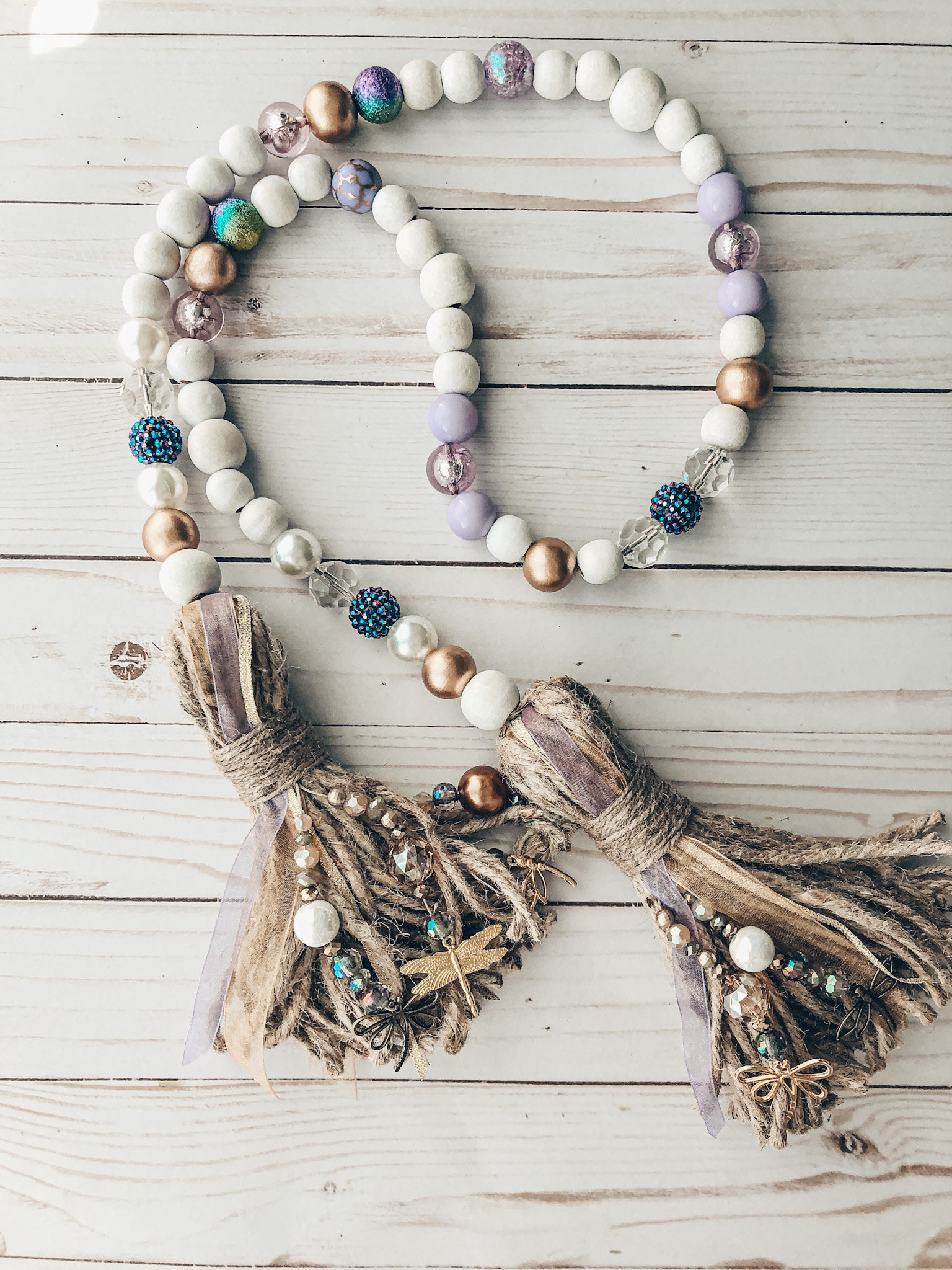 Purple wooden beads garland