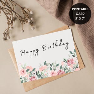 Carte de joyeux anniversaire pliée imprimable en téléchargement numérique | A4 | Lettre US