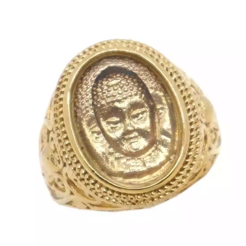 Buddha Ring Titanium Gold-Color God Ring For Men Women | Etsy