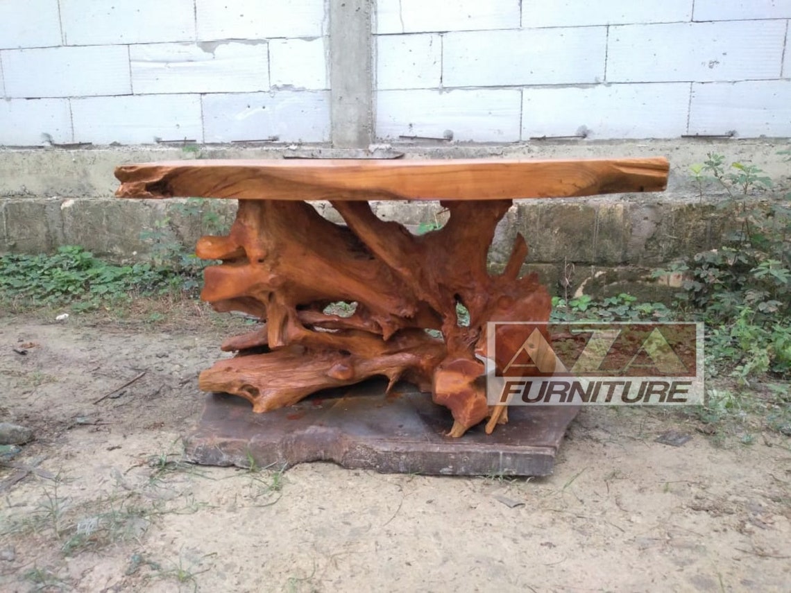 Long Natural Rectangle Teak Root Coffee Table Outdoor Coffee Etsy