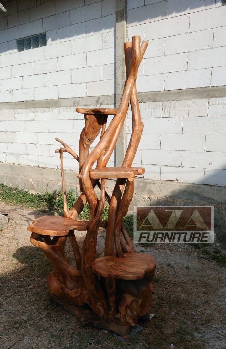4 Tiered Driftwood Plant Stand with Teak Root Shelves Etsy