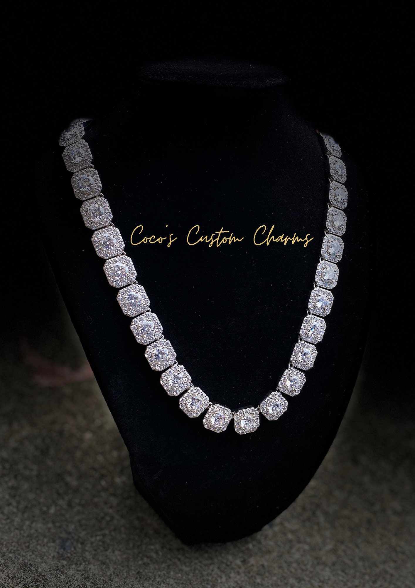 Stimulated Diamond Necklace Etsy