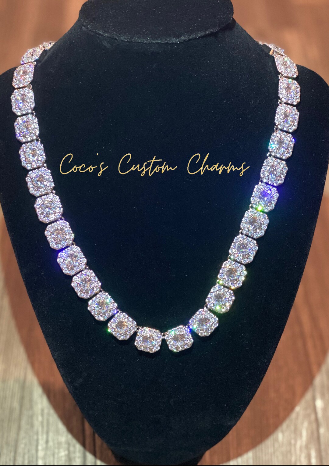 Stimulated Diamond Necklace Etsy