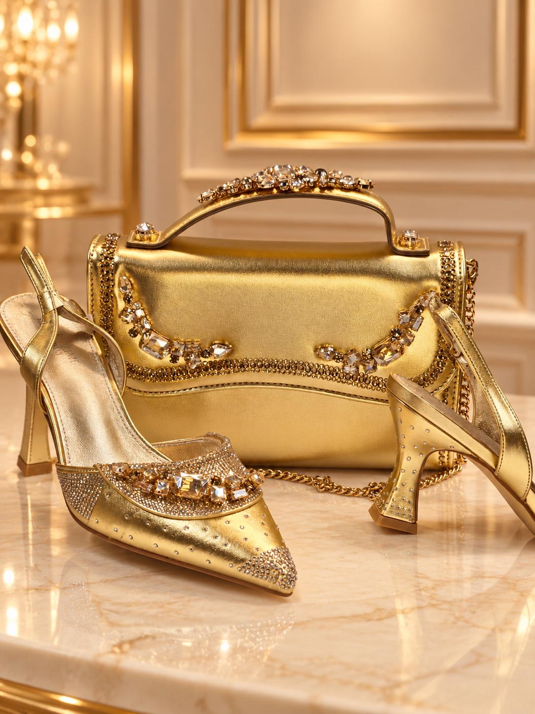 パーティーバッグ パンプス Lセット シャンパンゴールド Gold shoes and matching bag - Etsy 日本