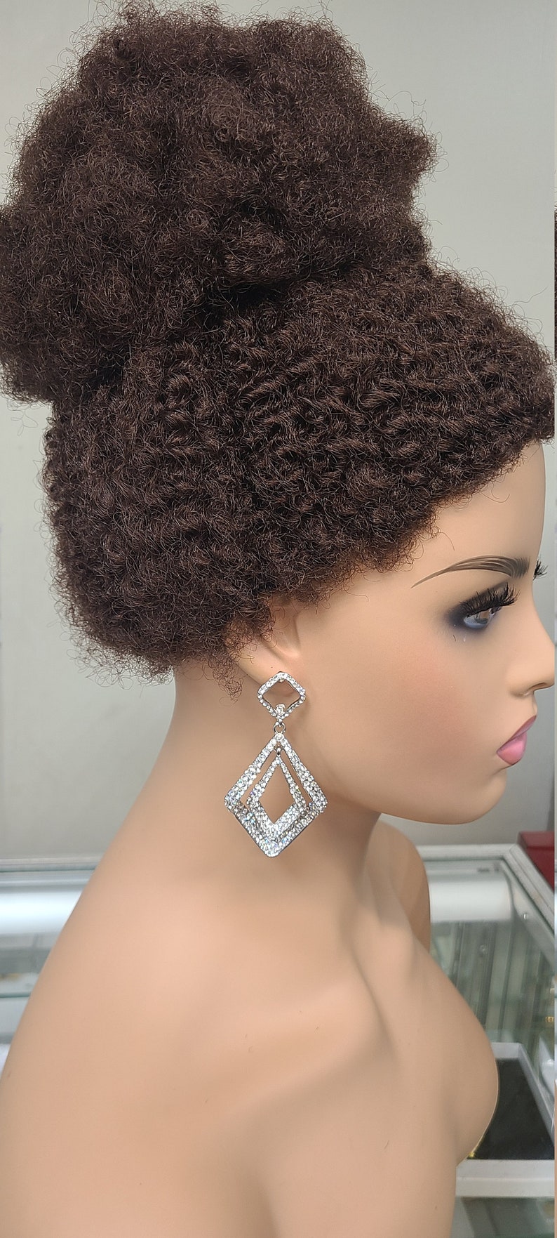 AFRO UPDO WIG Brown Etsy