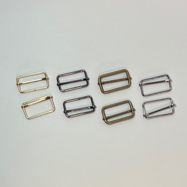 1.5" Metal Adjustable Slider Buckle Singles | Gold, Antique Gold, Nickel, Gun Metal Finishes