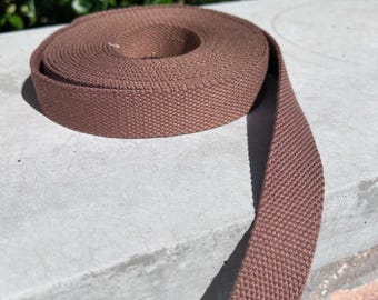 Braunes 2,5 cm breites Baumwollgurtband | Meterware