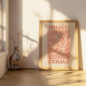 Inhale Exhale Boho Poster - Printable Yoga Wall Art - Mindfulness Decor - Instant Download