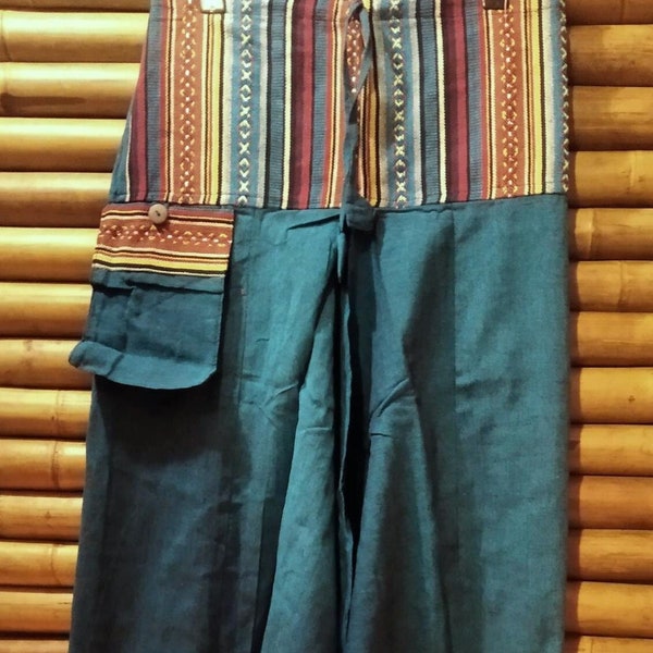 Harem pants, aladin ethnic Afghan style, wide cotton, unisex, handmade. Nepal.