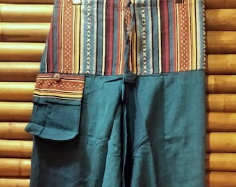 Harem pants, aladin ethnic Afghan style, wide cotton, unisex, handmade. Nepal.