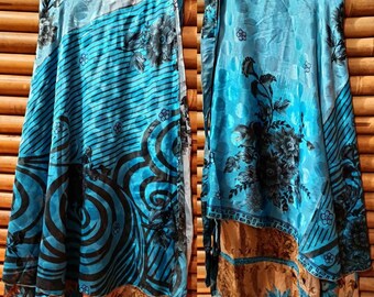 Jupe portefeuille d ete indienne rouge soie Sari recyclee vintage reversible style de fete Boho Hippy Festival UK 8 18 Etsy France