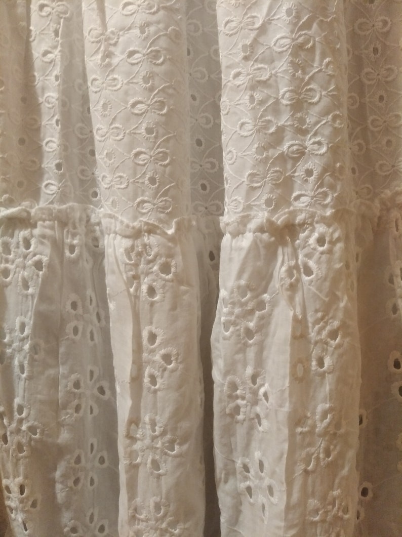 Falda blanca algodón, estilo ibicenco, 100 % algodón, hecha a mano. India. imagen 4