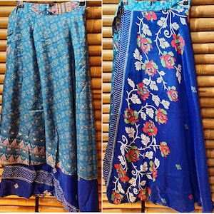 Silk magic skirt, long, enveloping, reversible, dress. Handmade. India.