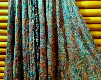 Silk pants skirt, long, one size. Handmade. India.
