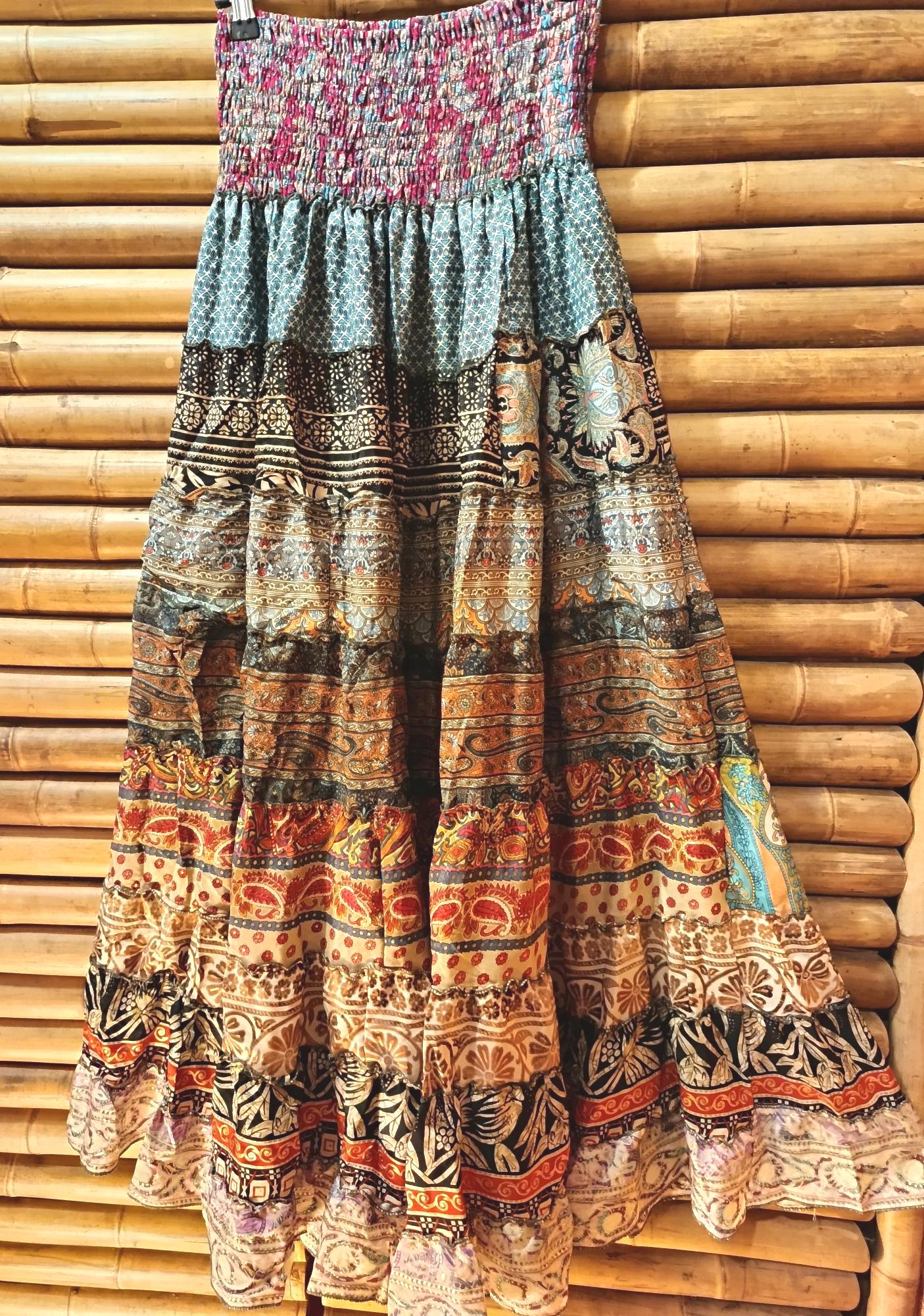 Handmade silk gypsy skirt. India.