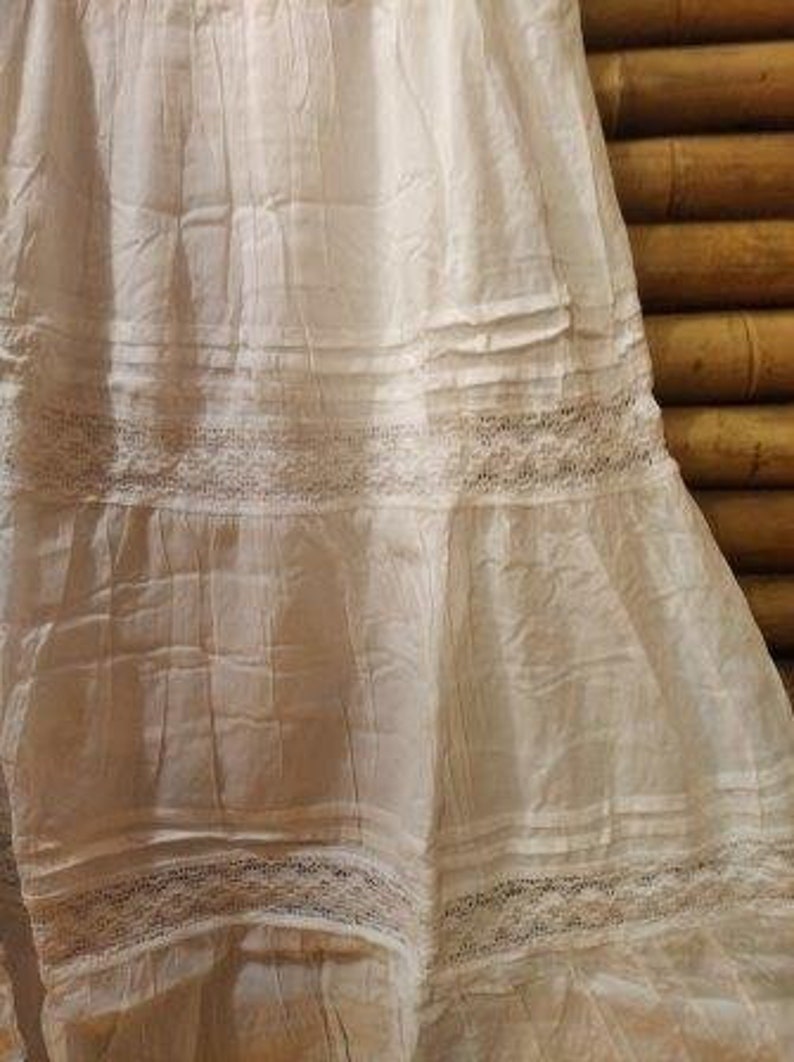 Falda blanca algodón, estilo ibicenco, 100 % algodón, hecha a mano. India. imagen 8