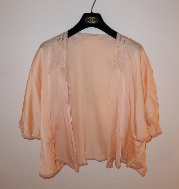 1940's silk and lace bed jacket