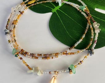 Kristall Mix Waistbead Schmuck Kauri Muschel Perlen Kette Taille Schmuck Schraubverschluss