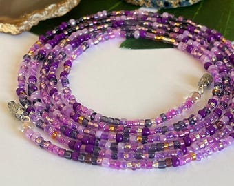 Purple Rain Beaded Waist Beads: Boho Belly Jewelry