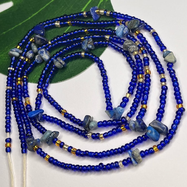 Lapis Lazuli Crystal Waist Beads - African Waist Beads - Weight Loss Beads - Crystal Waist Beads - Body Bead - Belly Chain - Waist Adornment