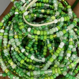 Green Waist Beads - African Waistbeads - Belly Beads - Weight Loss Beads - Jewellery - Waist Adornment - Boho - Body Beads - Tie On - Clasp