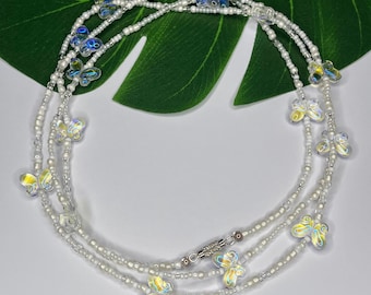 Perline a farfalla per la vita: gioielli con perline in argento bianco avorio e chiusura a vite in argento