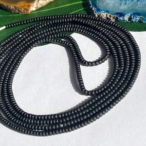 Matte Black Seed Bead Waist Beads: Tie-On Belly Chain