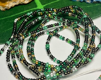 Grün-Gold Taille Perlen Metallic Rocailles Schraubverschluss oder Krawatte auf Körperschmuck